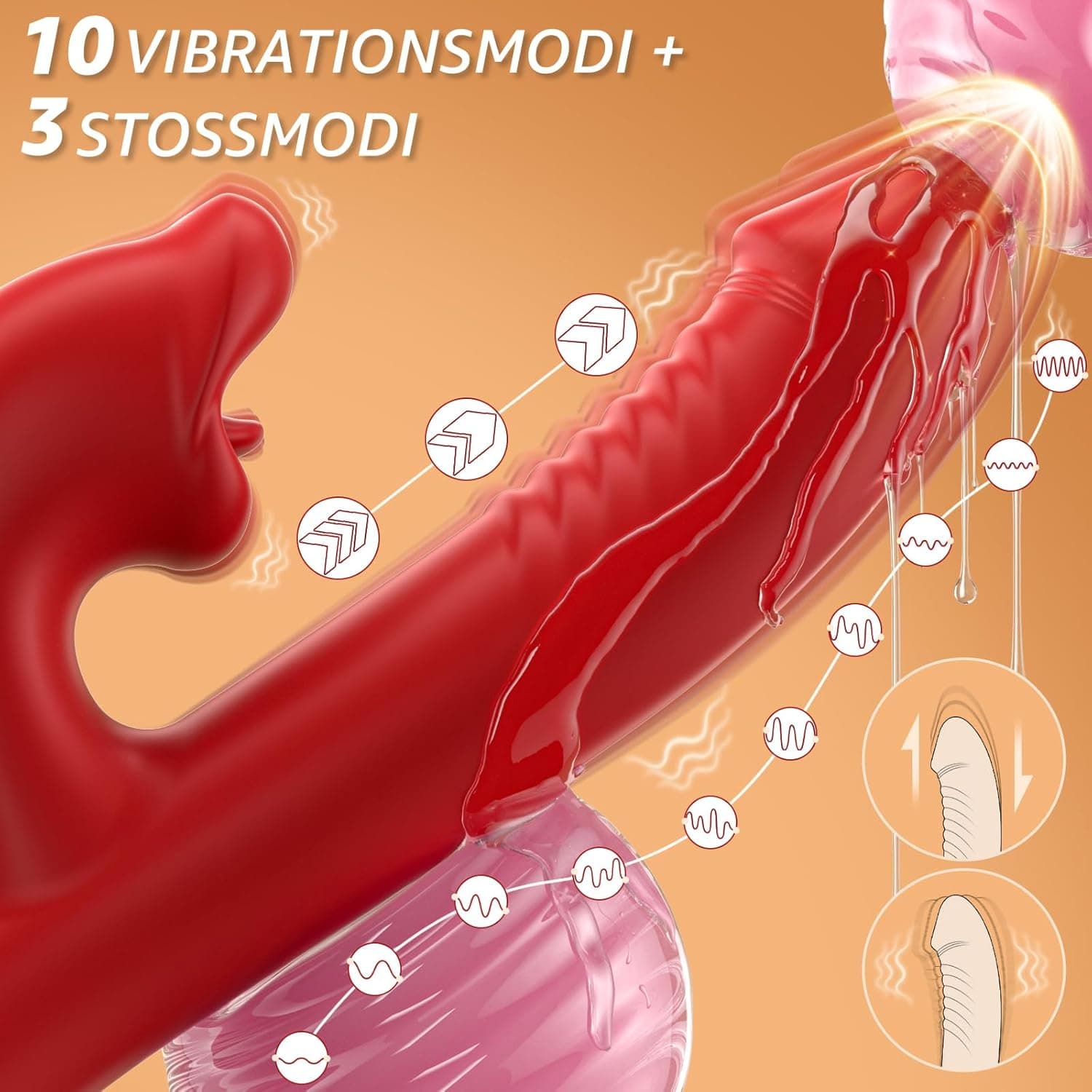 Dildo G-Punkt Vibrator Vibratorensets für Frauen Klitoris Vibration Sex Spielzeug für die Frau Sexspielzeug Vibratorset for Woman Analvibrator 10 Modi, 5 Zungenlecken &amp; 3 Stoßfunktionen Sex Toys