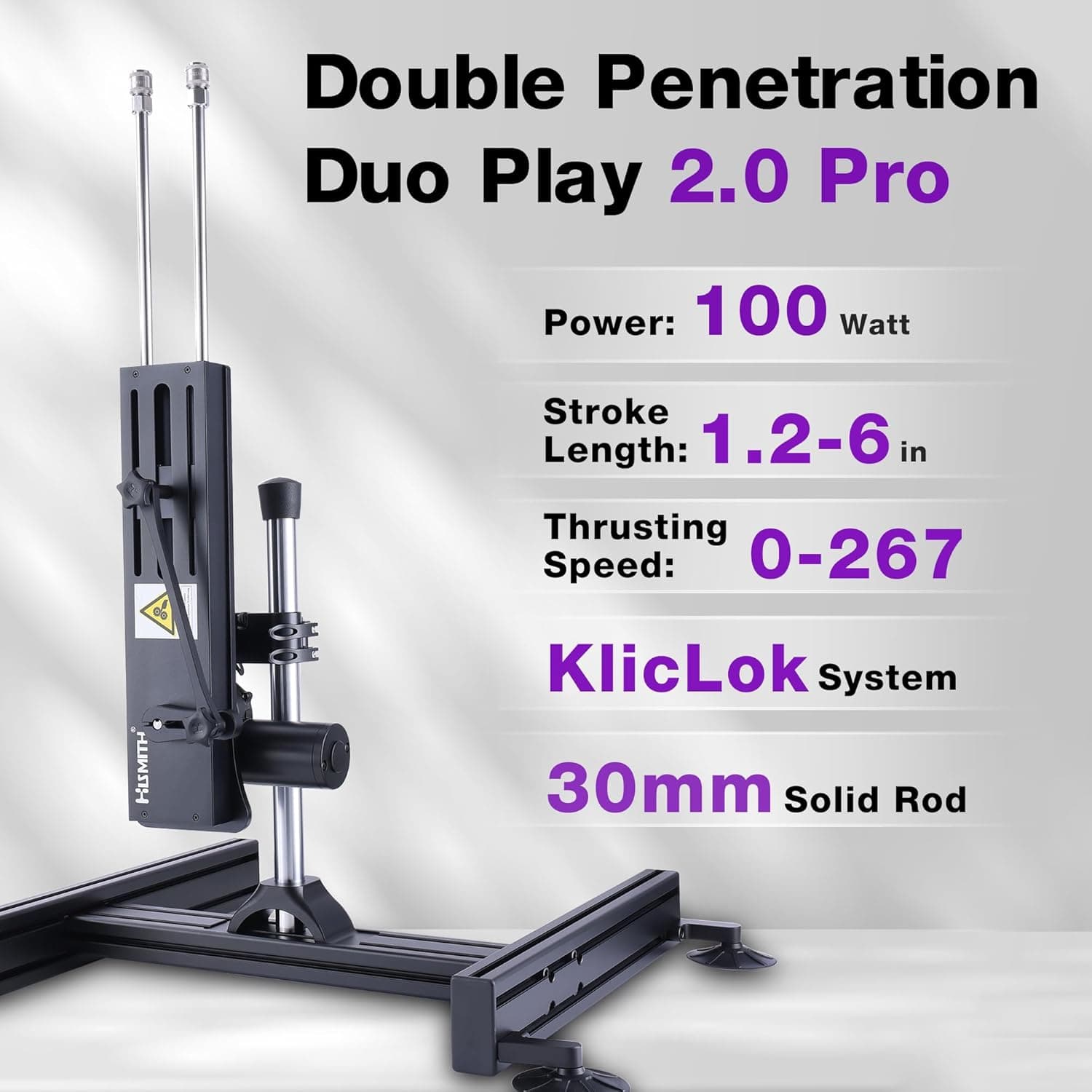 Hismith Premium Sex Machine, 100W Double Penetration Duo Play KlicLok Love Thrusting Machine 2.0 Pro with Intelligent APP Control