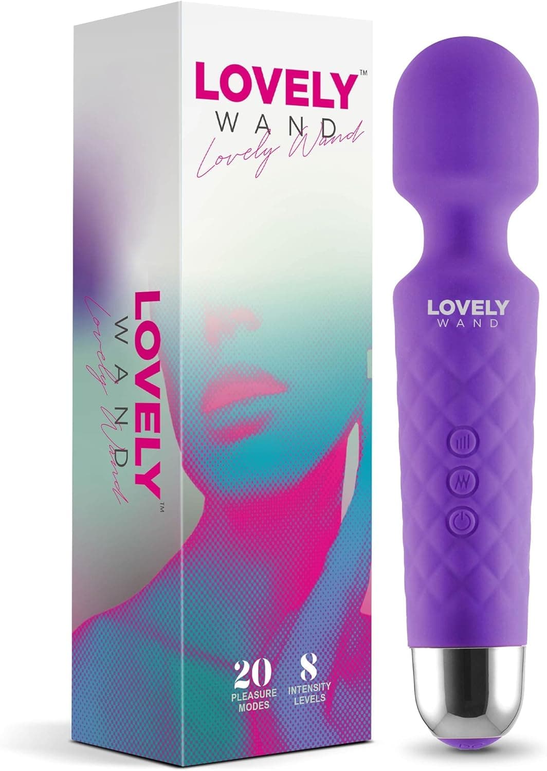 Vibrator für Frauen - Leises und Starkes Massagegerät + Akku - Sexspielzeug mit 20 Vibrationsmuster und 8 Geschwindigkeitsstufen - Kabelloser Dildo für Klitoris, G Spot - Lovely Wand (Lila)