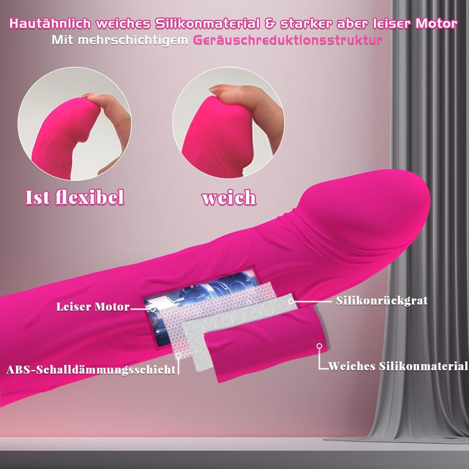 Dildo Vibrator Stoßfunktion, 2 in 1 G Punkt Vibration für Frauen, Sex Spielzeug für die Frau Paare Extrem, Realistischer Silikon Anal Dildo, Budoli Erotisches Sexspielzeug 10 Vibrationen &amp; 3 Stöße