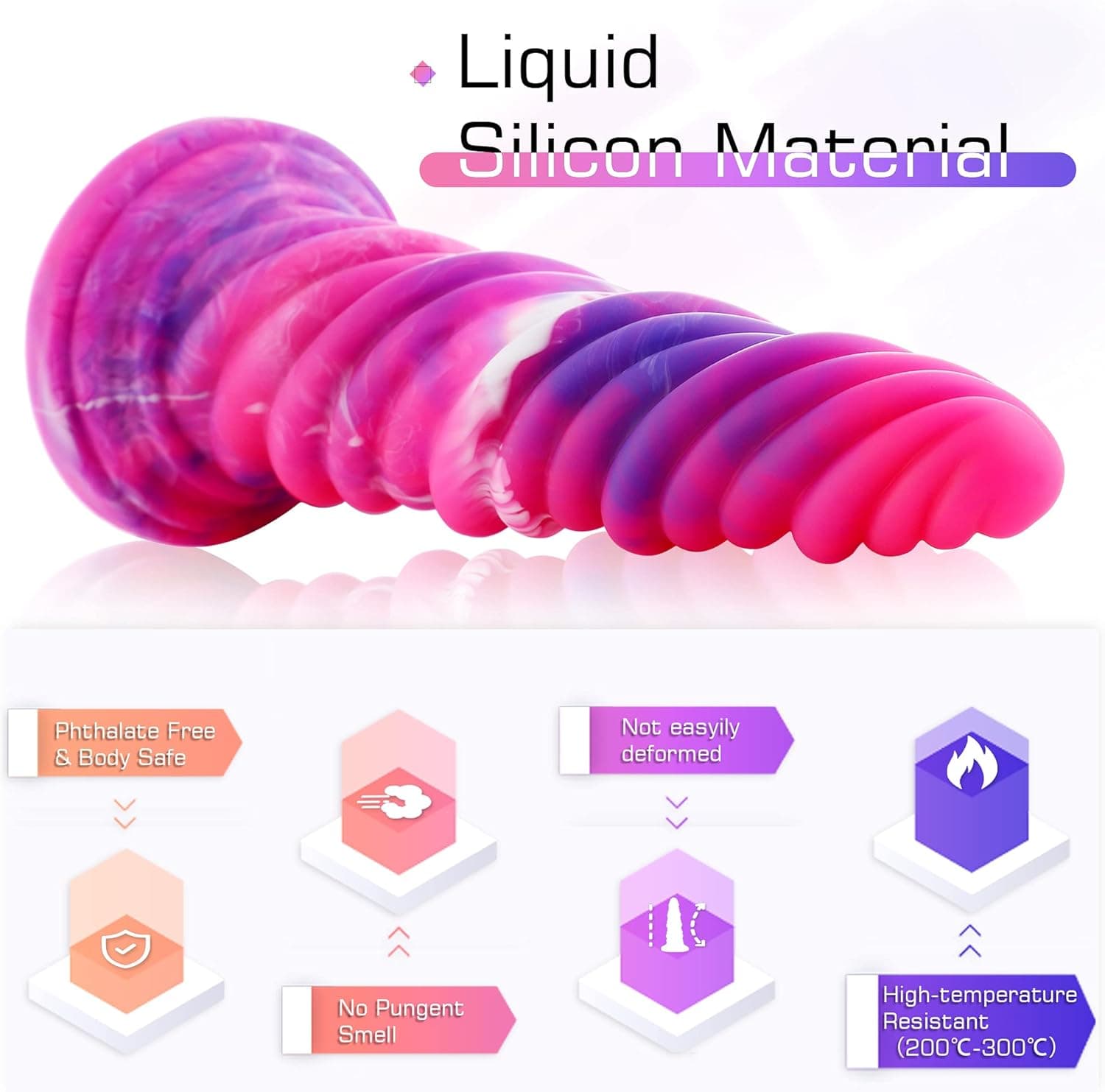 Hismith 10.12 Inch Silicone Spiral Dildo with KlicLok System for Premium Sex Machine, 9.06 Inch Insertable Length