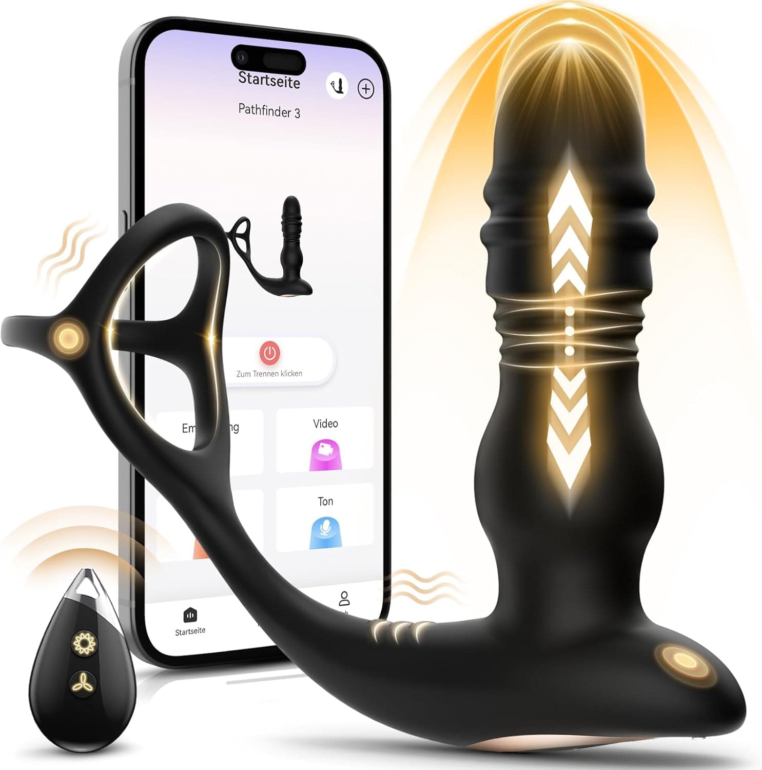 Sex Spielzeug für die Männer Analvibratoren für mann Dildo Vibrator Analplug mit 7 Stoßfunktion 7 Vibrations, für Paare Prostata Stimulation mit Penisring Sex Toys