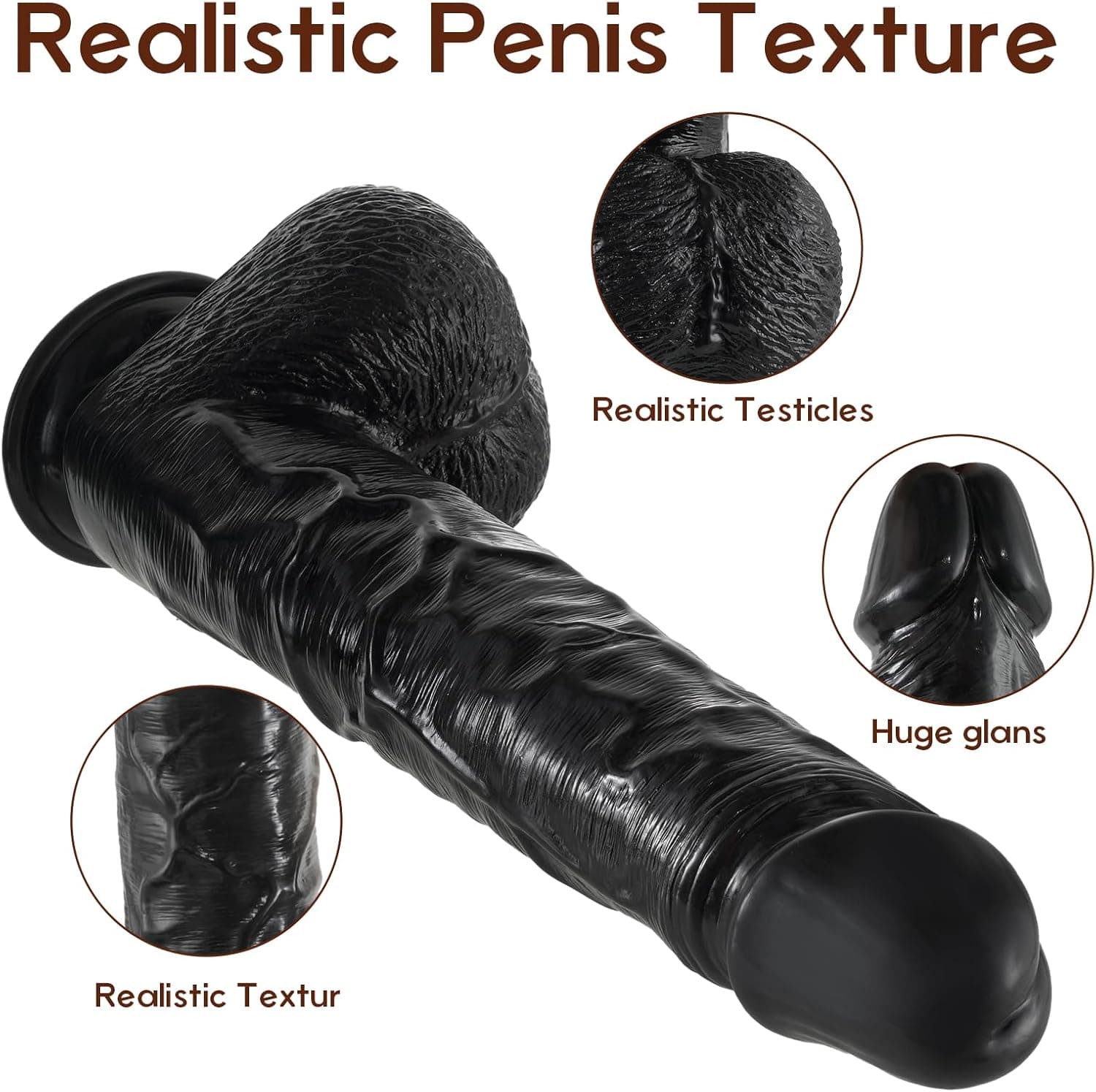 39cm Big Realistic Dildo XXXL Huge Size, mit starkem Saugnapf für Hands-Free Play, für G-Punkt Dildos Anal Sex Toys für Männer Frauen und Paare, Massive Monster Dildo mit Kugeln, Schwarz