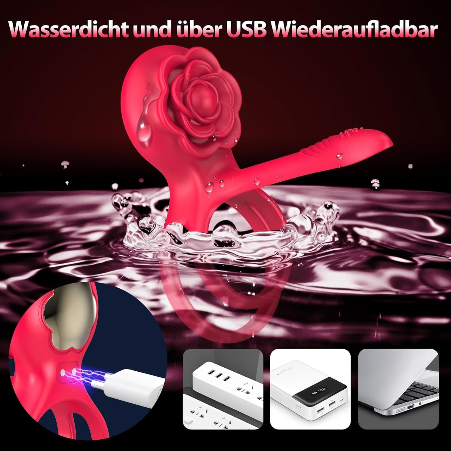 Vibrierender Penisring Sex Spielzeug für die Männer- 3 In 1 Cockring Sex Spielzeug für die Paare 10 Vibrationsmodi Penis Vibrator mit 6 Silikon Penisringe Set Männer Sex Sexspielzeug für Paare Extrem