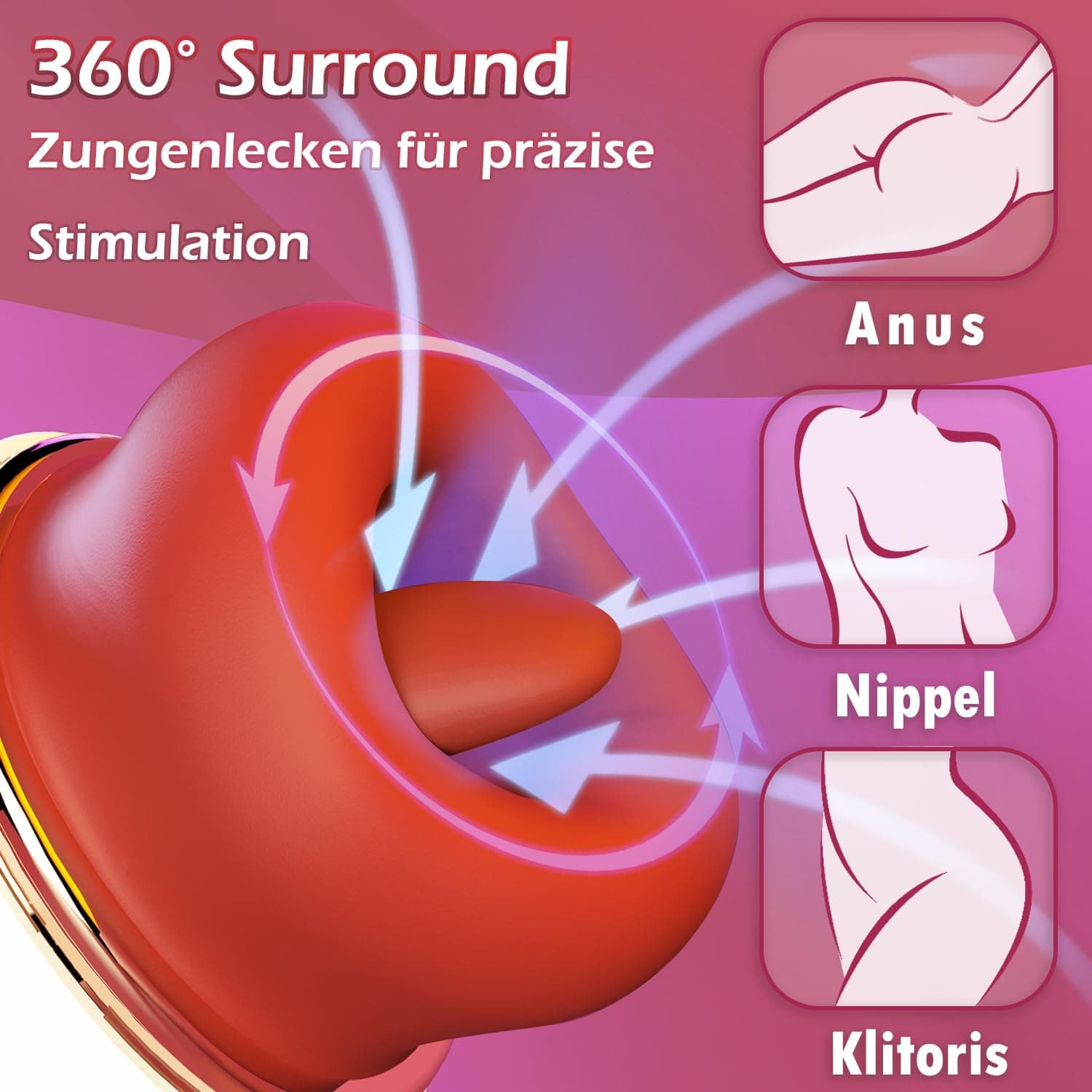 Sauger Vibrator Sex Spielzeug, Vibration für Frauen mit 3 Saugmodi 10 Zungenlecken 360°Rotierende Sexspielzeug für Klitoris Stimulator Erotik Sex Toys Sex Spielzeug für die Paare (Rot)
