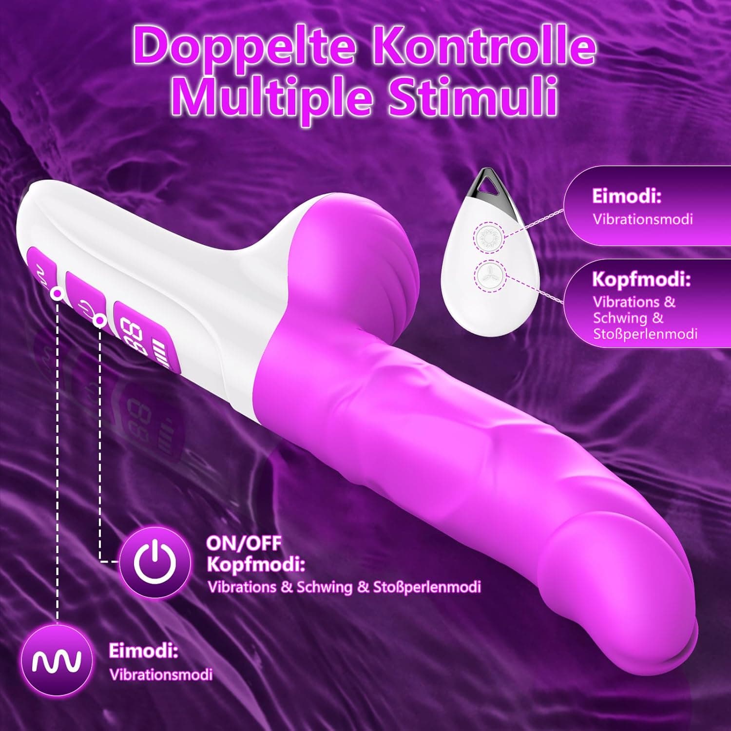 HIVEFUN Vibrator Dildo Sex Spielzeug für die Frau, Vibratorensets für Frauen Klitoris G-Punkt 7 Vibration für Frauen Schwing und Rollkugel Stoß Sex Toys, Anal Dildos Sex Toyset für Woman Sexspielzeug