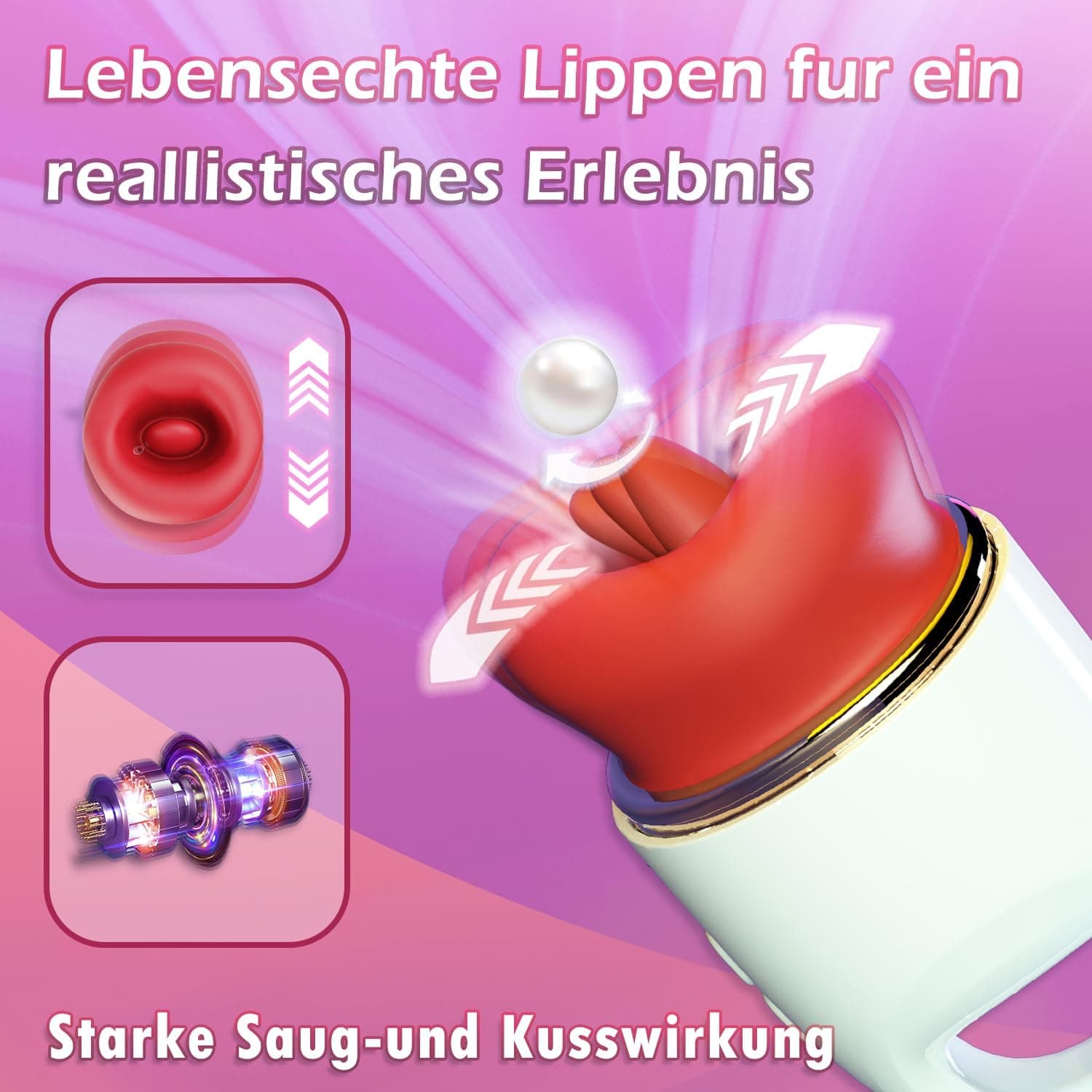 Sauger Vibrator Sex Spielzeug, Vibration für Frauen mit 3 Saugmodi 10 Zungenlecken 360°Rotierende Sexspielzeug für Klitoris Stimulator Erotik Sex Toys Sex Spielzeug für die Paare (Rot)