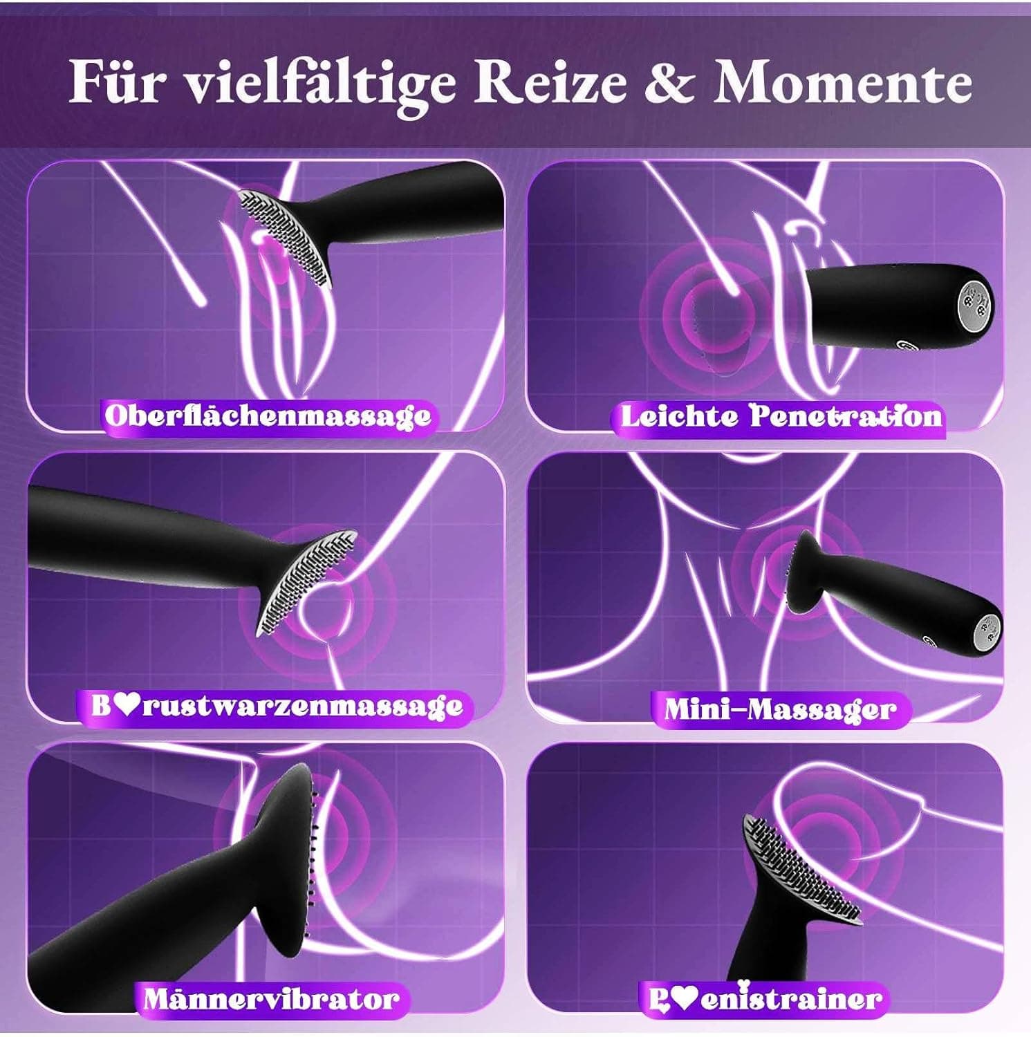 Vibratorensets für Frauen Mini Dildo Vibrator Kleiner Klitoris Stimulator mit Silikonbürste 10 Modi Vibration für Frauen Leise Diloschwanz Sex Spielzeug für die Frau Vibrations Massage Stab Sex Toys