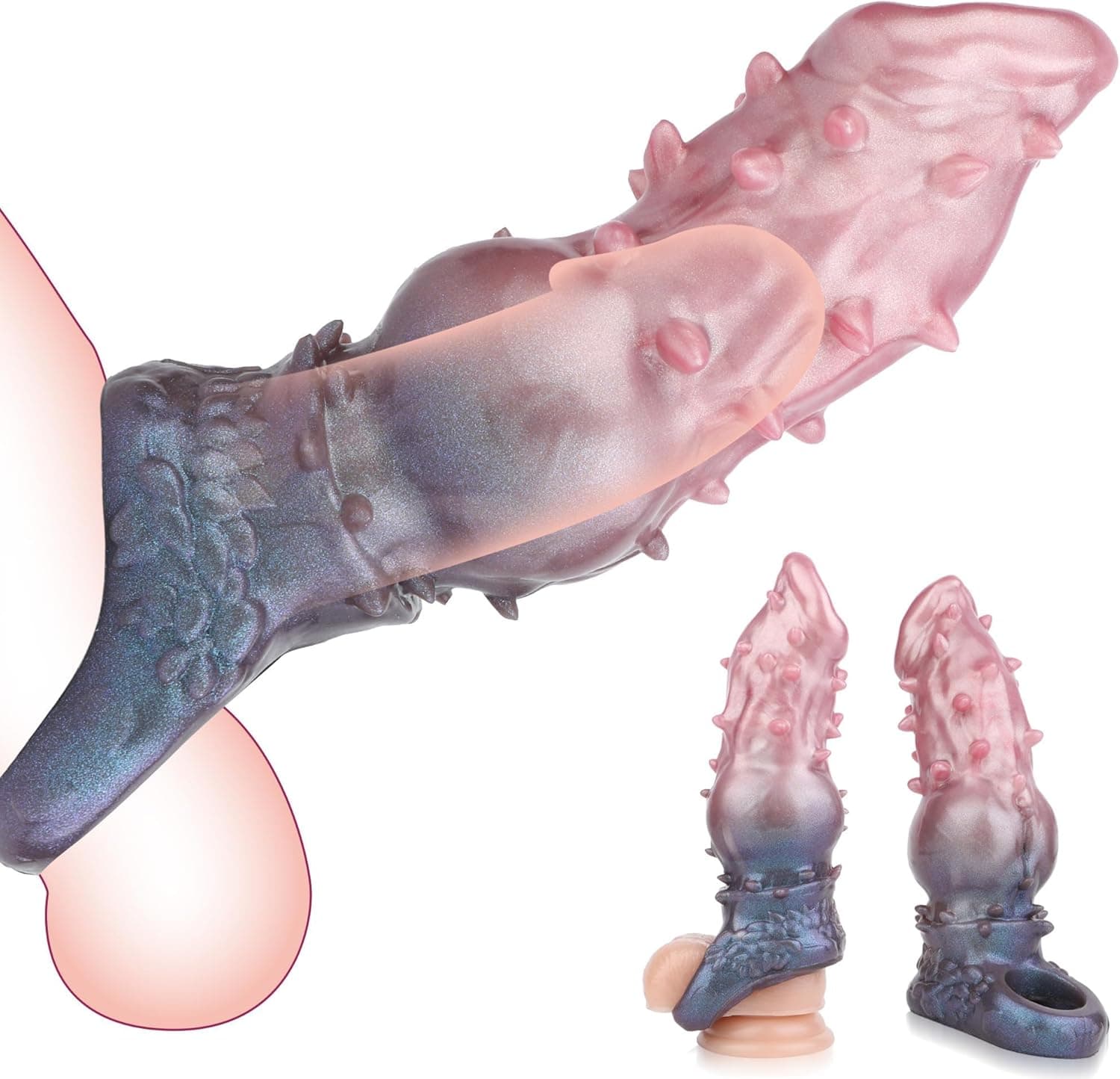 HXLXW Monster Dog Penishülle – Penis Sleeve mit Hodenring, Strukturierte Cock Sleeve Hundedildo Penisverlängerung, Elastische Penismanschette Penis Extender Sleeve Sexspielzeug