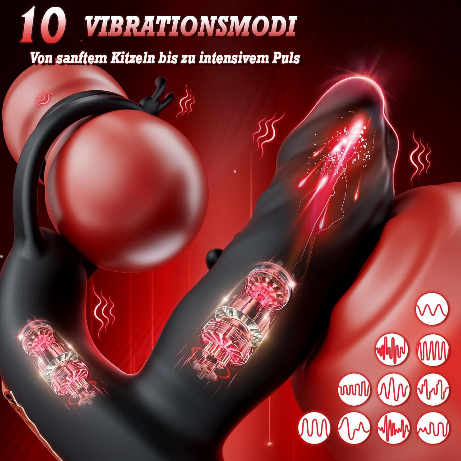 Analplug Sexspielzeug Penisringe Analvibratoren - Prostata Stimulation Vibrator für die Männer mit 10 Vibrations- &amp; Klopfmodi, Anal Dildo Silikon Sex spielzeug Toy für Mann, Gay Buttplug Vibratorstarb