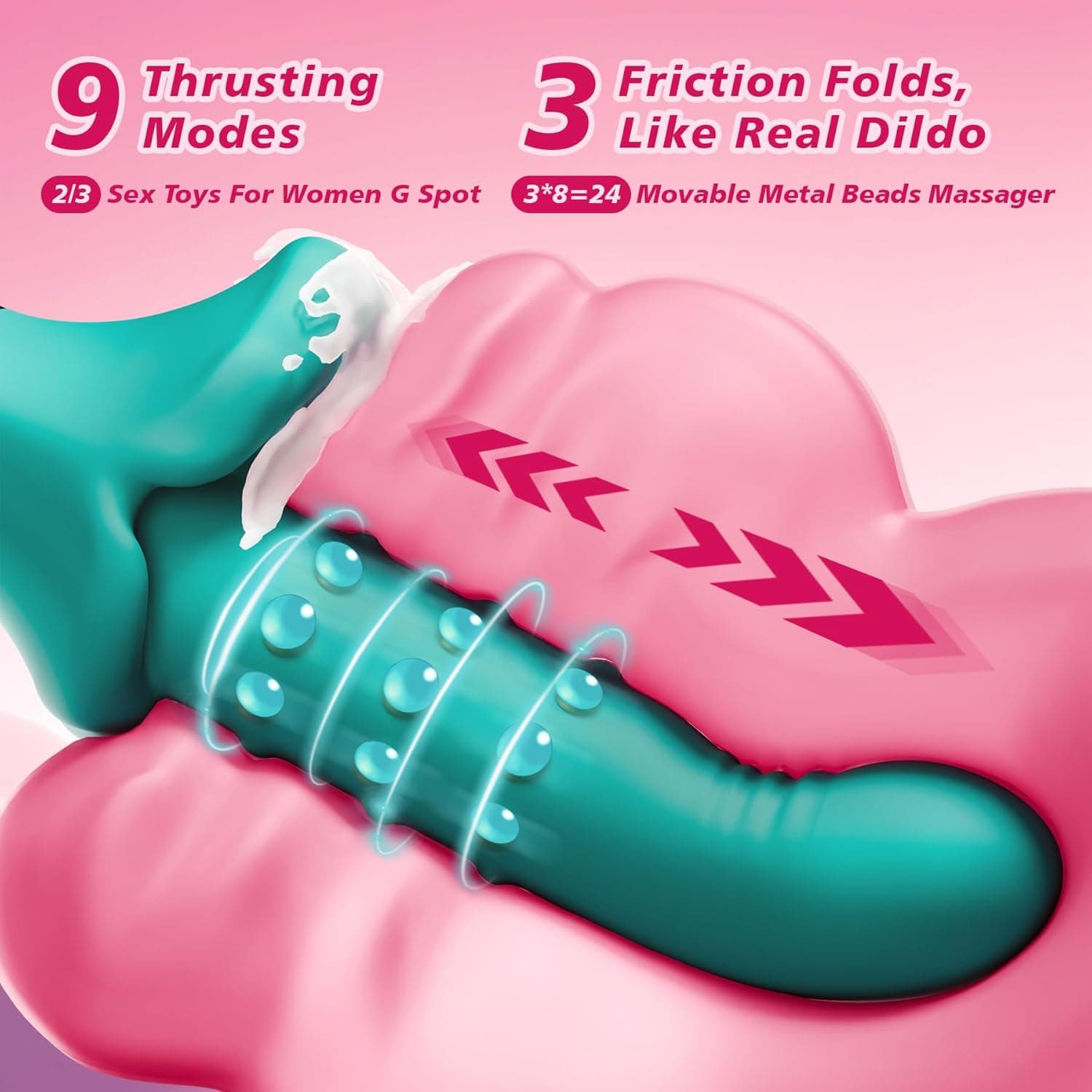 Dildo Vibrator Sex Spielzeug für Paare, Vibratorensets für Frauen G Punkt Klitoris mit 9 Teleskop 9 Vibration 9 stoß, 23cm Dildos Sex Toys Klitoris Stimulator für Sie, Diloschwanz Erotik Sexspielzeug
