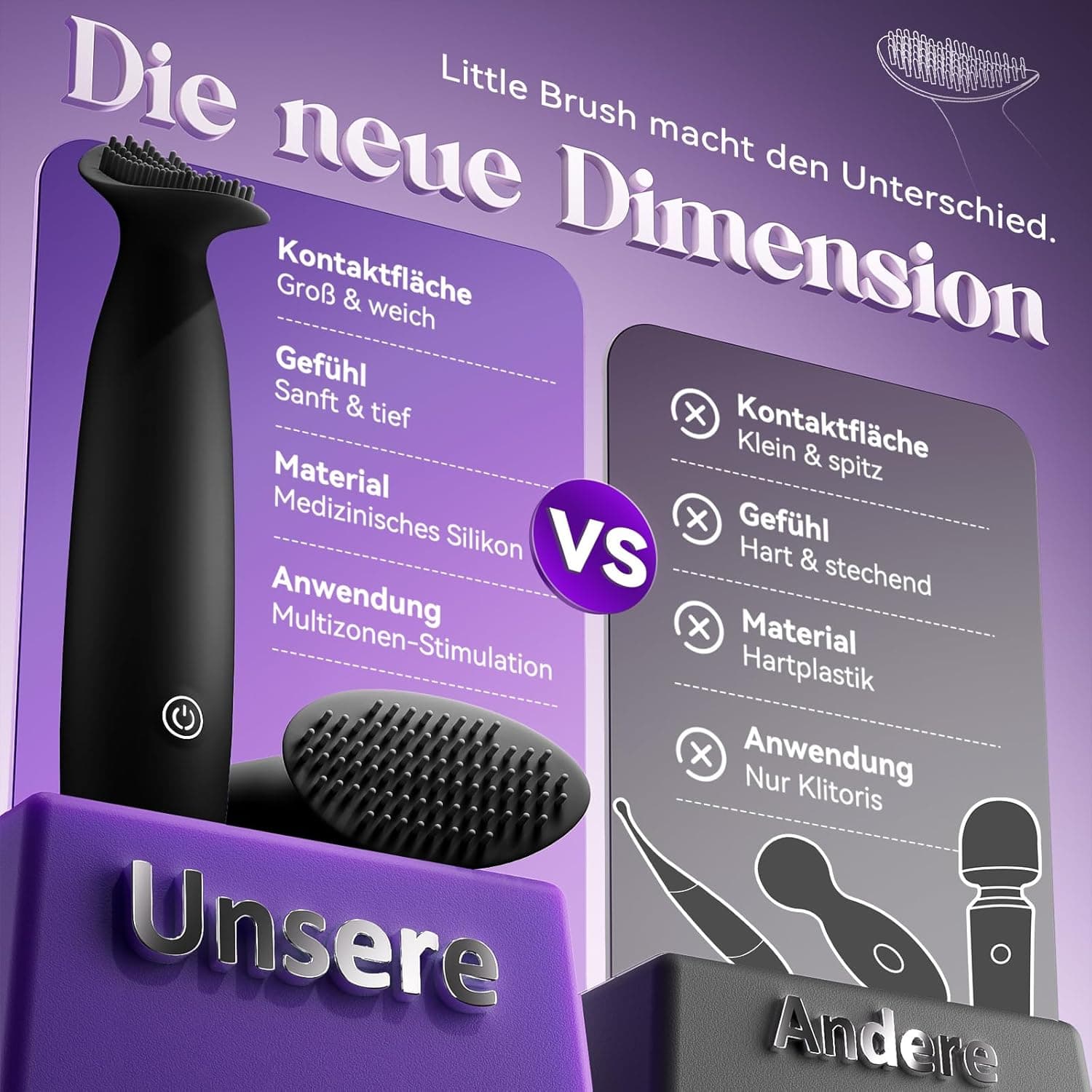 Vibratorensets für Frauen Mini Dildo Vibrator Kleiner Klitoris Stimulator mit Silikonbürste 10 Modi Vibration für Frauen Leise Diloschwanz Sex Spielzeug für die Frau Vibrations Massage Stab Sex Toys