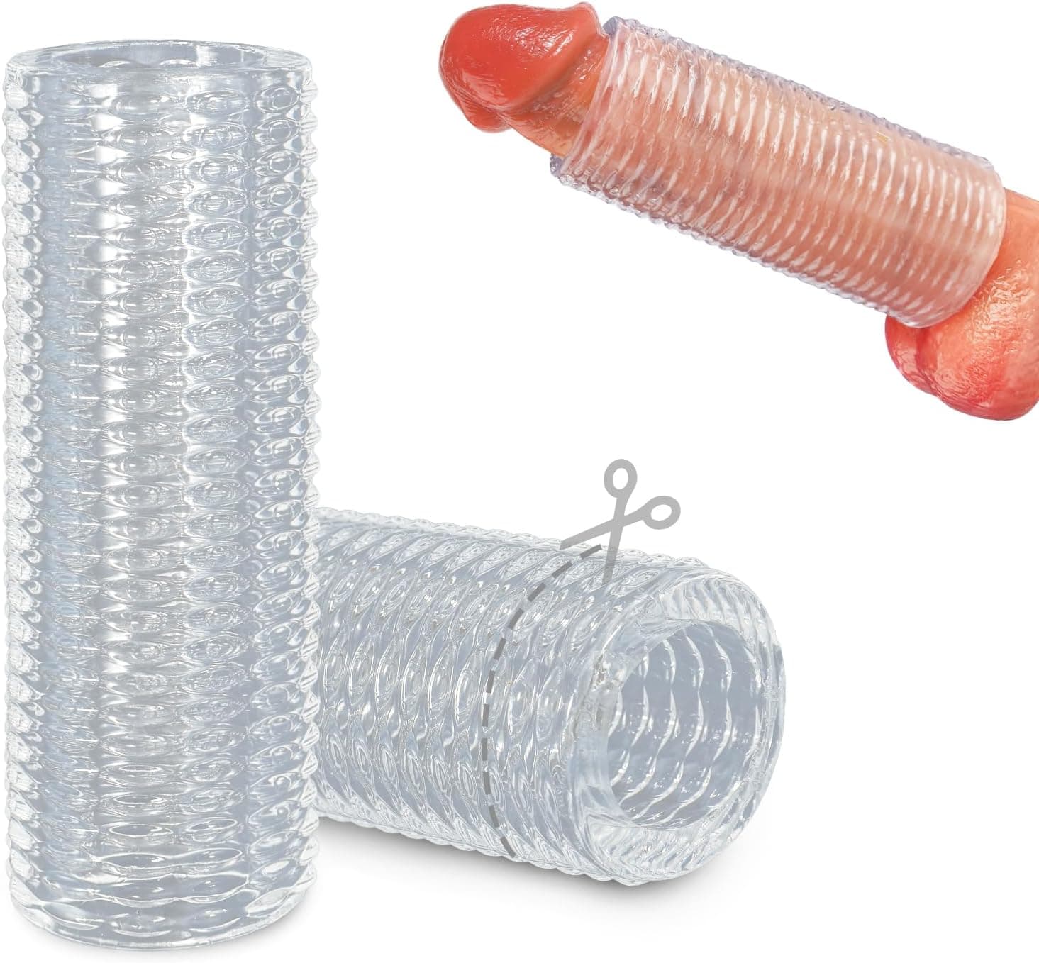 Penishülle Sex Spielzeug für Die Paare Männer, Penis Sleeve zum Anpassen des Umfangs, Wiederverwendbare und Elastische Penisverlängerung Penispumpe Verzögert die Ejakulation, Verbessert die Erektion