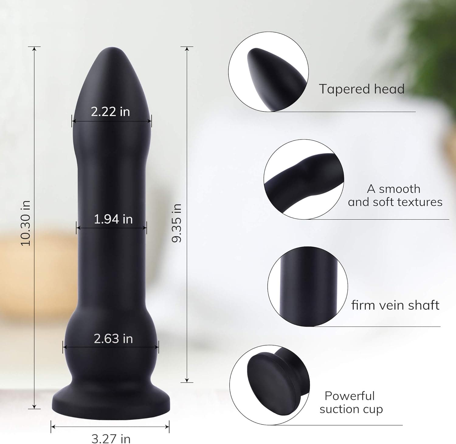 Hismith 10.30 Inch Silicone Dildo with Suction Cup, Flexible Dildo, Adult Sex Toy for Women and Man