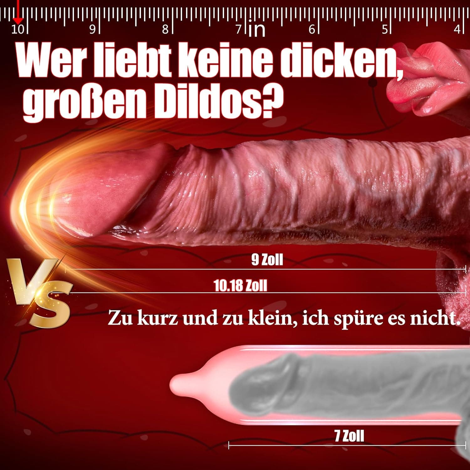 Dildo Vibrator Sex Spielzeug für Die Frau, 22cm Big Thick Realistische Dildo Vibration für Frauen mit 7 Schüben &amp;10 Vibrations &amp;Heiz &amp;10 Leck Modi, Saugnapf Dildos für Paare G-Punkt Anale Penis