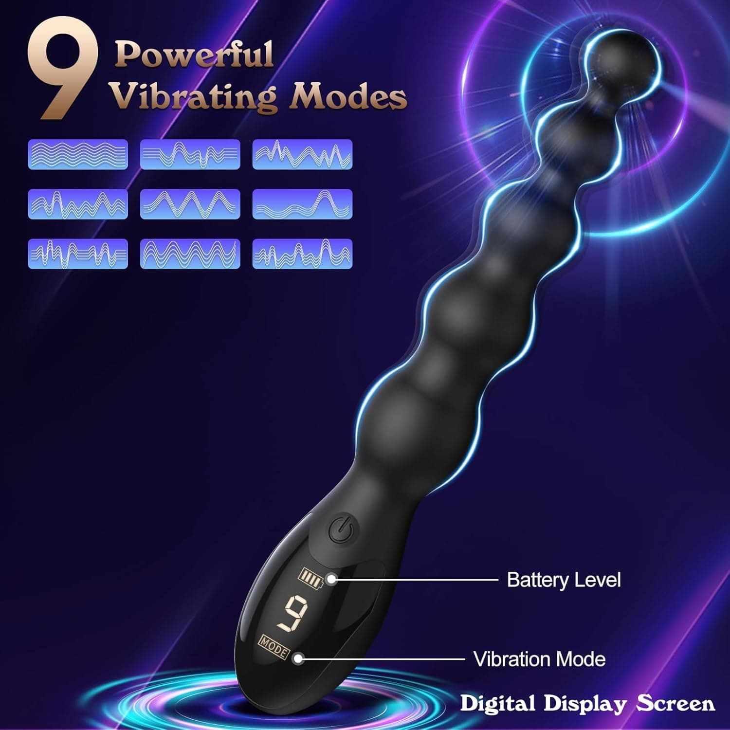 Analkugeln Vibrierender Buttplug - Sexspielzeug für Männer Prostata-Massagegerät Analspielzeug, Spielzeug für Erwachsene Analplugs Vibratoren Graduiertes &amp; Display-Design mit 9 Vibrationsmodi