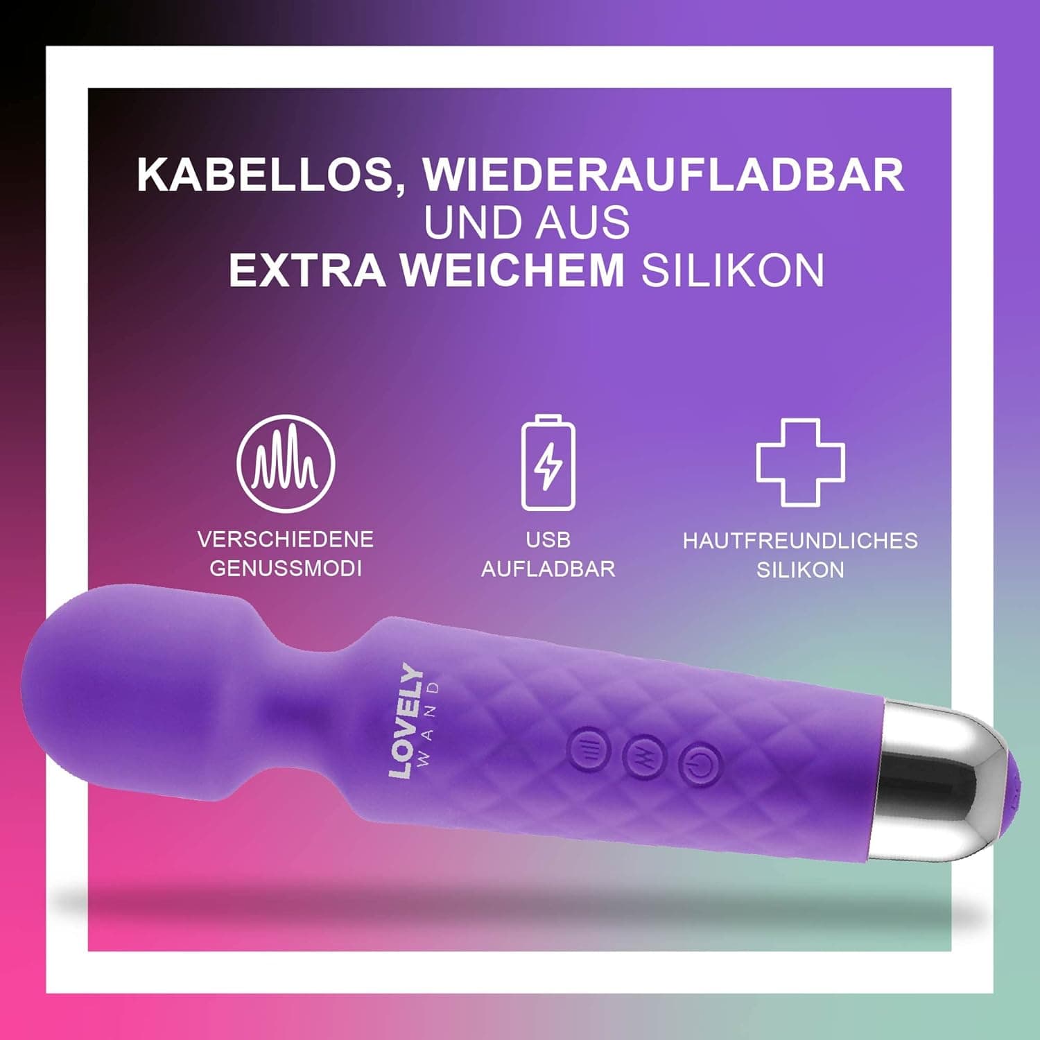 Vibrator für Frauen - Leises und Starkes Massagegerät + Akku - Sexspielzeug mit 20 Vibrationsmuster und 8 Geschwindigkeitsstufen - Kabelloser Dildo für Klitoris, G Spot - Lovely Wand (Lila)