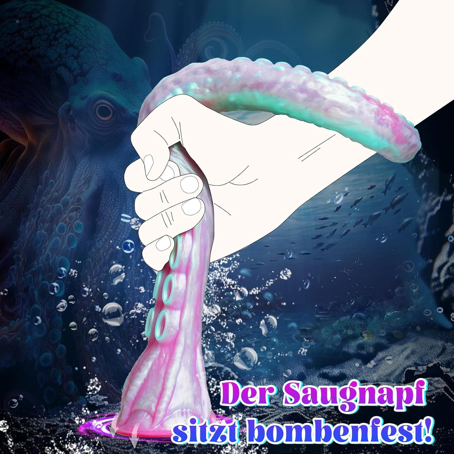 40CM Flüssiges Silikon Dildo Monster Fantasy Dildo mit Starkem Saugnapf Realistischer Oktopus-Tentakel Dildo für Sie G-Punkt Anal Plug Erotik Sexspielzeug für Männer Frauen Paare(LilaBlau)