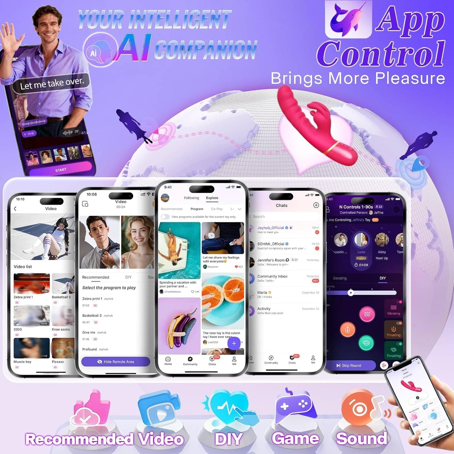 Dildo Vibratorensets für Frauen, Sex Spielzeug für die Frau 12 Modi Soft Dicksilikon Rabbit Vibrator Leise Starke Leck Vibration für Frauen Klitoris G Punkt Vibratorset Sex Toyset Woman +APP