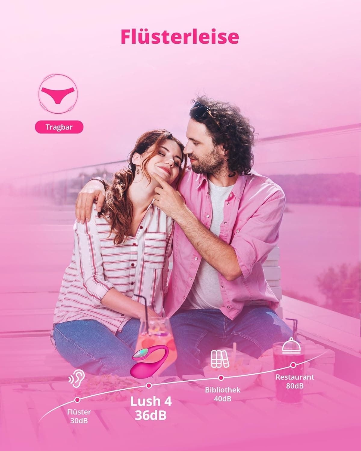 LOVENSE Lush 4.0 Vibrator für Frauen, Sexspielzeug für die Paare, Tragbarer G-Punkt-Vibratoren mit APP-Fernsteuerung &amp; LED-Licht, Wasserdicht IPX7, Leise Sex Toys für Sie, Rose