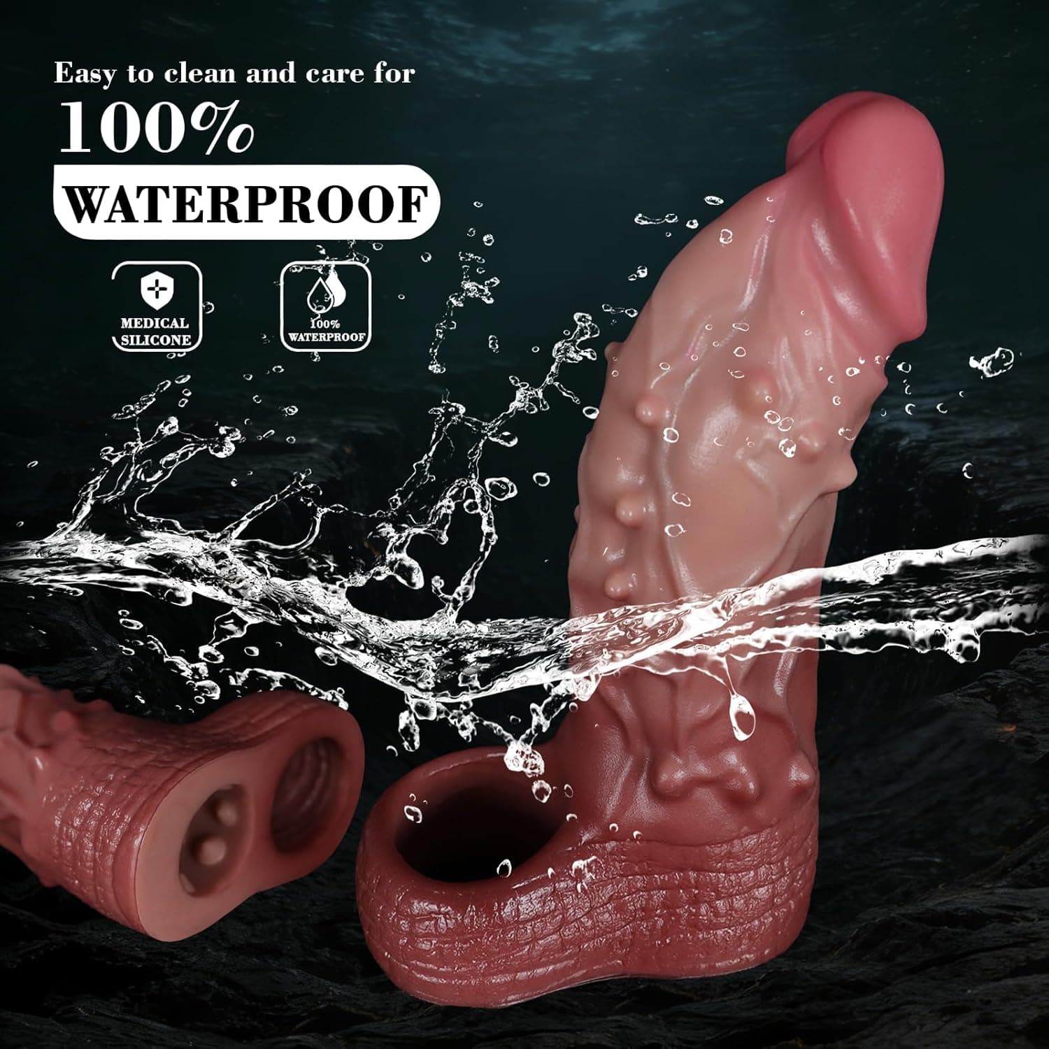 13,5cm Flüssigsilikon Animal Dildo Penishülle mit Hodenring Realistischer Penis Cock Sleeve für Penisverlängerung Verzögerung Ejakulation Penis Extender Sexspielzeug für Männer Paare (L)