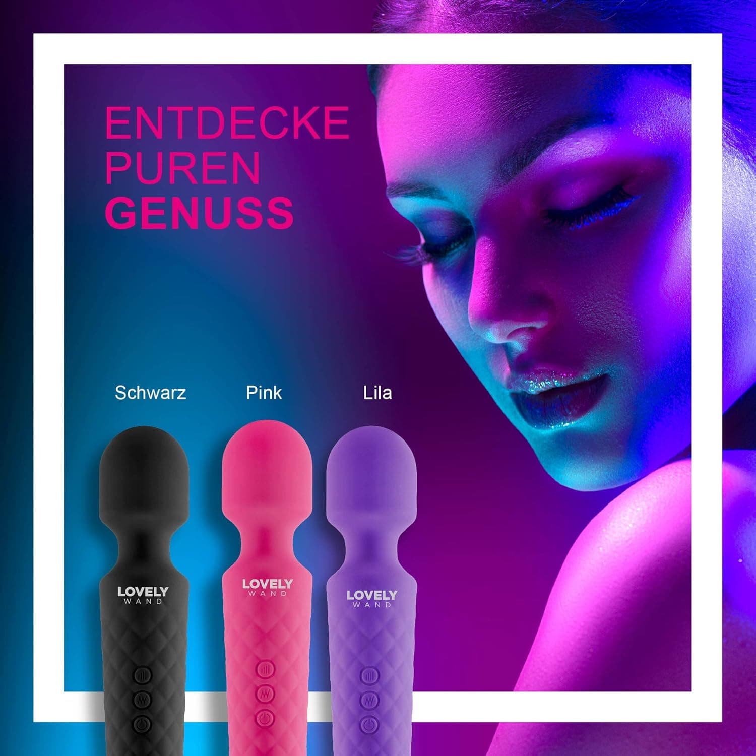 Vibrator für Frauen - Leises und Starkes Massagegerät + Akku - Sexspielzeug mit 20 Vibrationsmuster und 8 Geschwindigkeitsstufen - Kabelloser Dildo für Klitoris, G Spot - Lovely Wand (Lila)