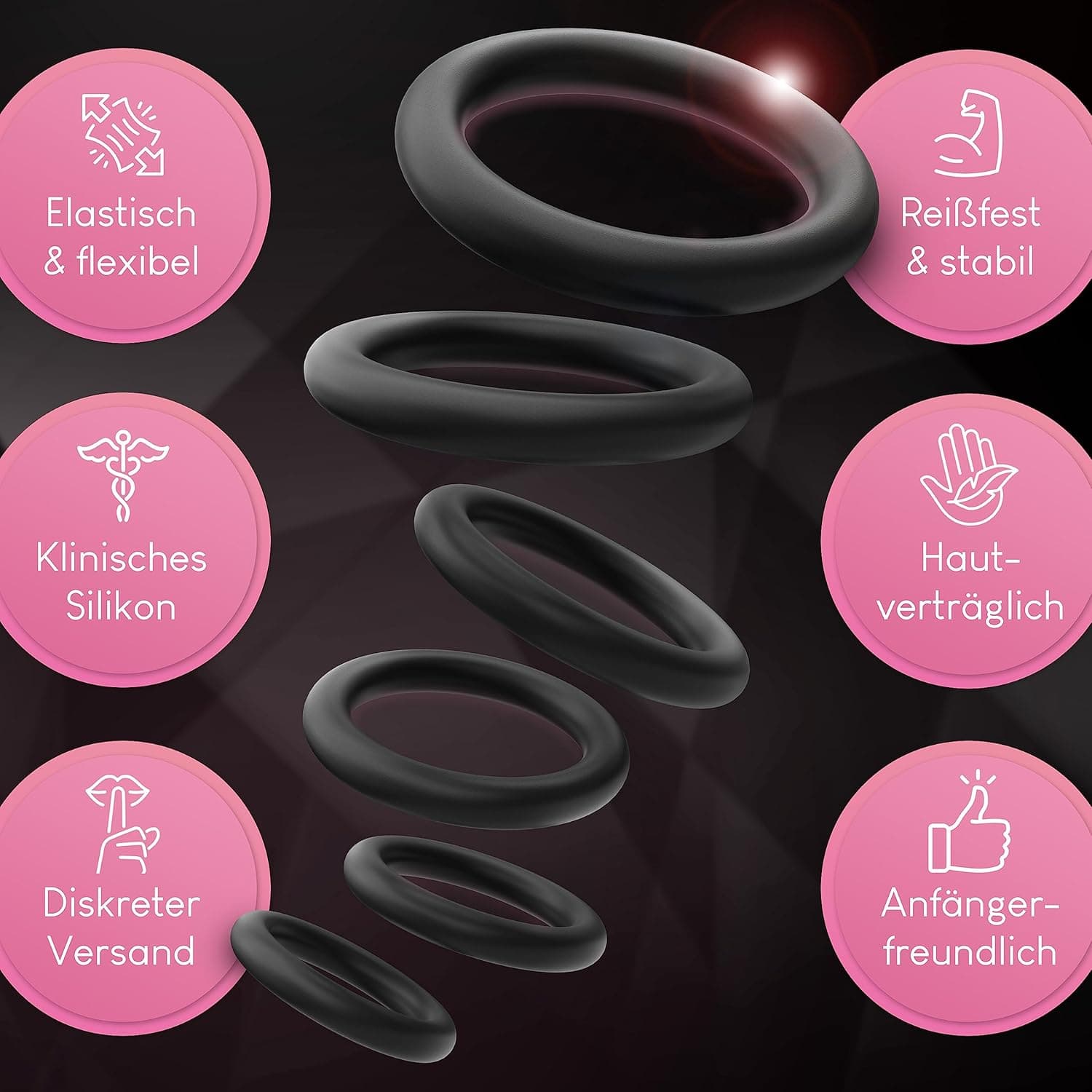 Premium Penisring Set für eine längere und härtere Erektion, Cockringe aus medizinischem Silikon Sexspielzeug Männer Bondage