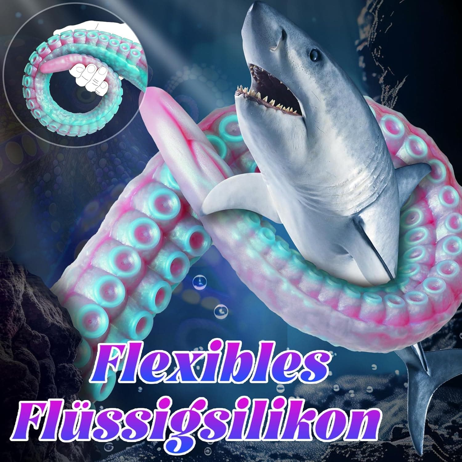 40CM Flüssiges Silikon Dildo Monster Fantasy Dildo mit Starkem Saugnapf Realistischer Oktopus-Tentakel Dildo für Sie G-Punkt Anal Plug Erotik Sexspielzeug für Männer Frauen Paare(LilaBlau)