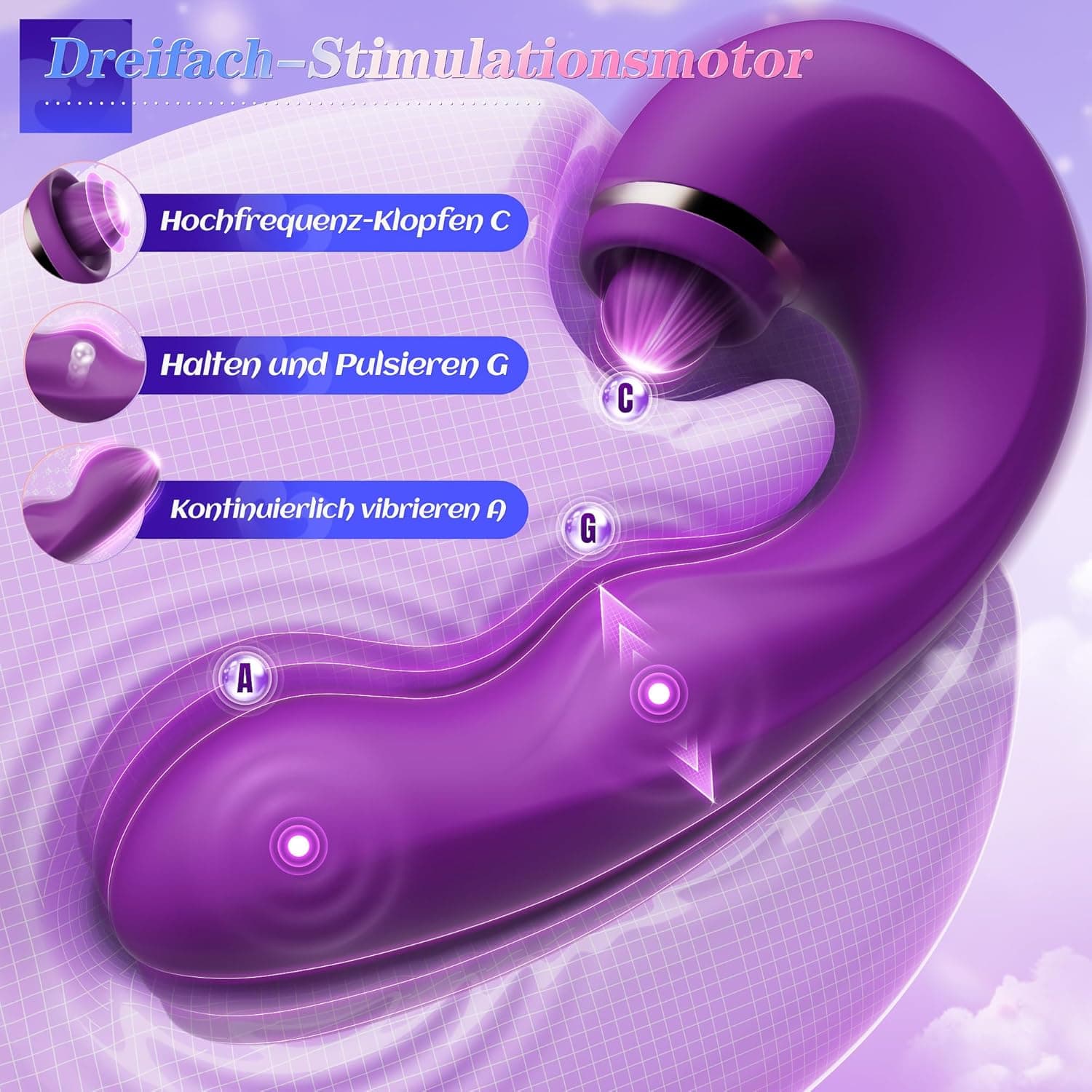 Vibrator für Klitoris und G-punkt - Vibration für Frauen Flattern &amp; Pulsieren Stimulator Sex Spielzeug für die Frau, 3IN1 Silikon Erotik Butterfly Dildo Vibratorensets für Frauen Paare 5x5x10 modi,APP