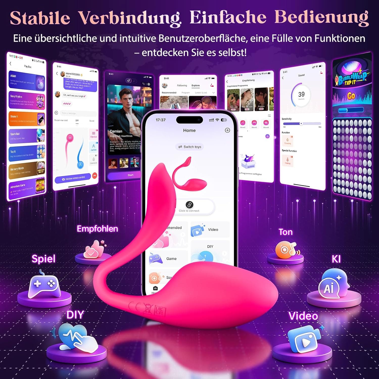 Cacuola KI-Sync Vibrator Sex Spielzeug für die Frau Paare, Weiches Vollsilikon Vibration für Frauen Erotisches Sexspielzeug, Vibratorensets für Frauen Klitoris, Liebeskugeln Dildo Sex Toys mit APP