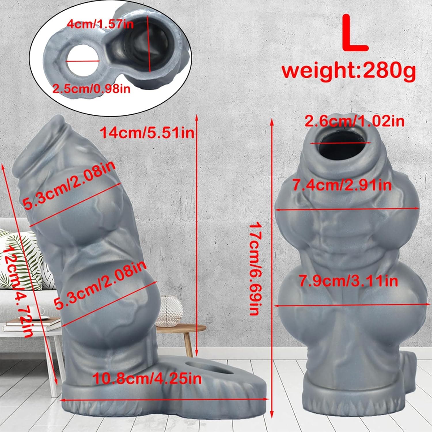 17cm Realistischer Penishülle Animal Dog Knot Dildo Penismanschette mit Hodenring Silikon Penis Sleeve zür Penisverlängerung Verzögerung Ejakulation Cock Sleeve Sex Spielzeuge für Männer Paare