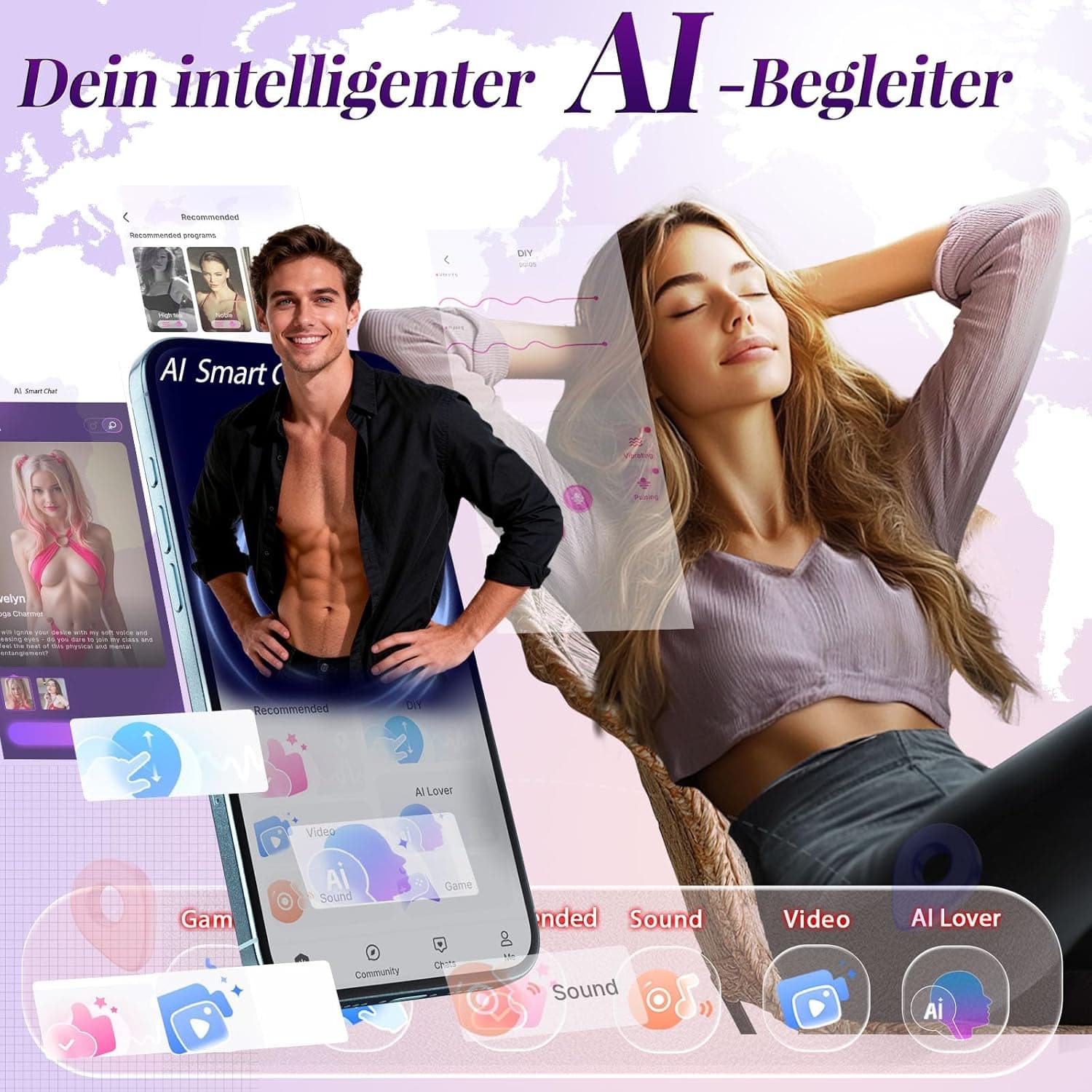 Vibration für Frauen Dildo AI-Sync Vibrator,Sex Spielzeug für die Frau mit 7 Zungenlecken 7 Schlagmodi 7 Vibrationmodi,Vibratorensets für Frauen Sex Toyset für Woman Vibratoren mit Klitorisstimulation
