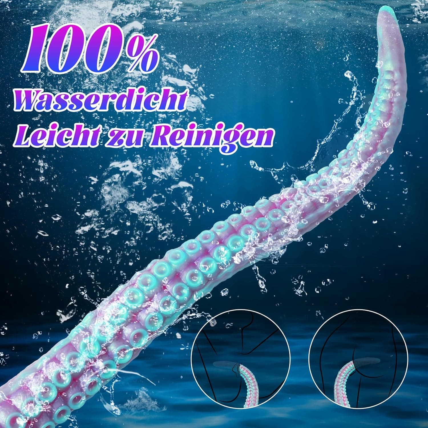 40CM Flüssiges Silikon Dildo Monster Fantasy Dildo mit Starkem Saugnapf Realistischer Oktopus-Tentakel Dildo für Sie G-Punkt Anal Plug Erotik Sexspielzeug für Männer Frauen Paare(LilaBlau)