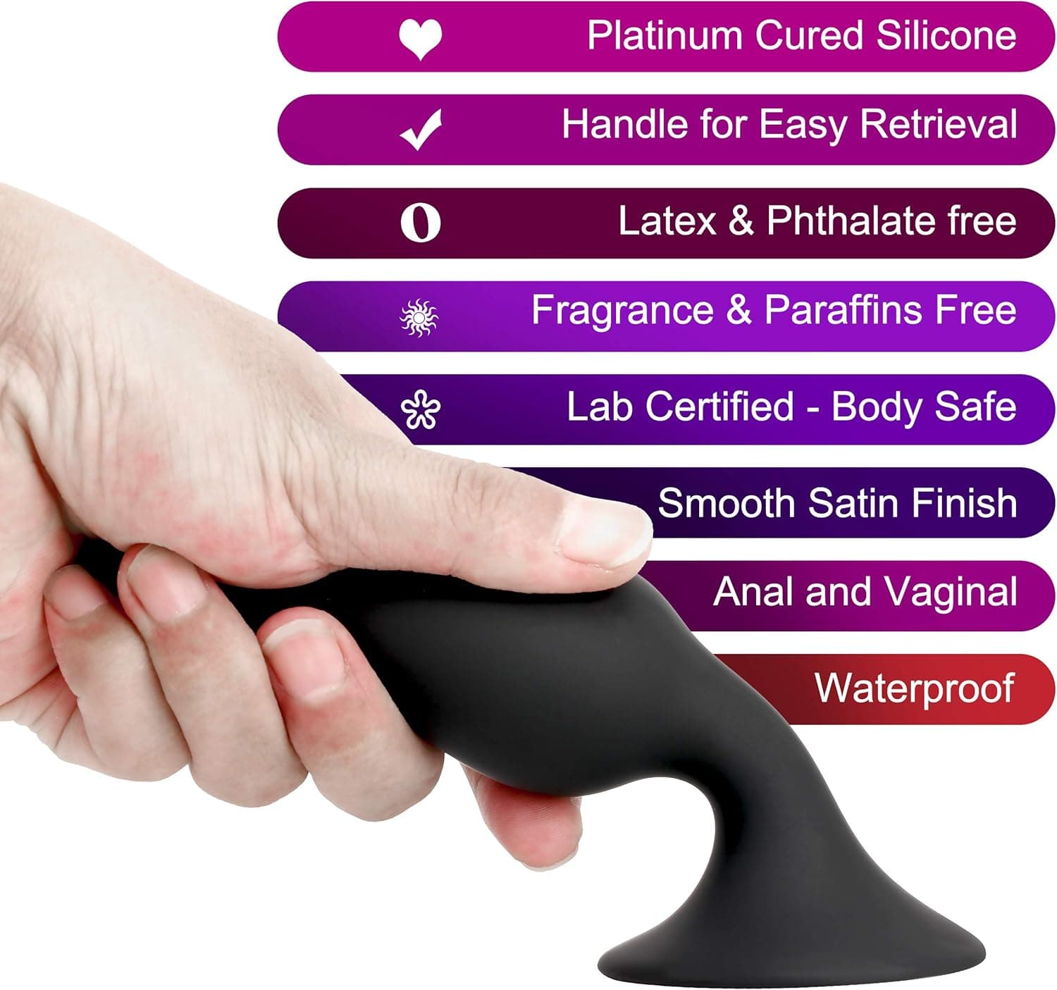 4x Anal-Plug mit starkem Saugnapf, Lust-Set für Sie und Ihn, flexibel glattes Sexspielzeug, Silikon Butt Plug: S + M + L + XL, Dildos Schwarz