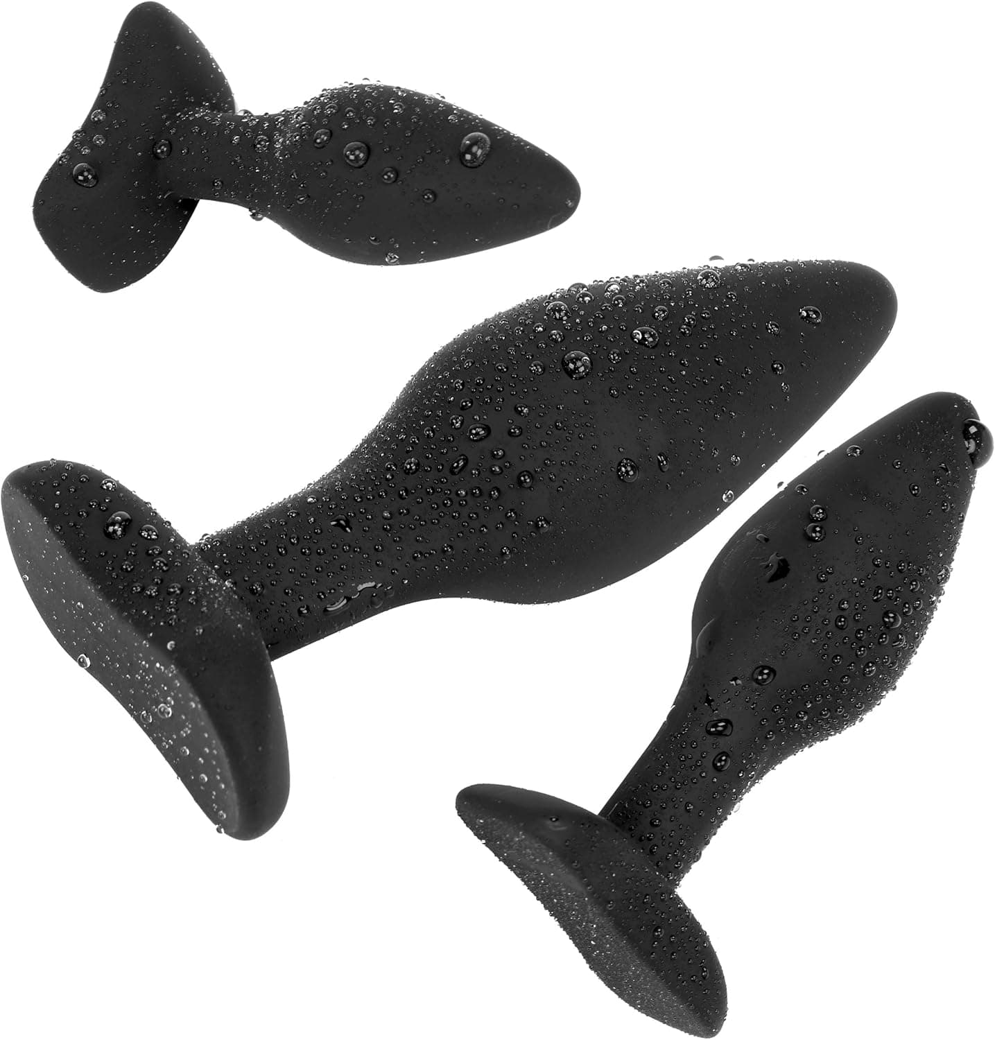 Silikon Anal-Plugs mit Standfuß, 3er Set: Ø 30, Ø 40, Ø 45 mm für atemberaubende Höhenflüge, Butt Plug in Schwarz