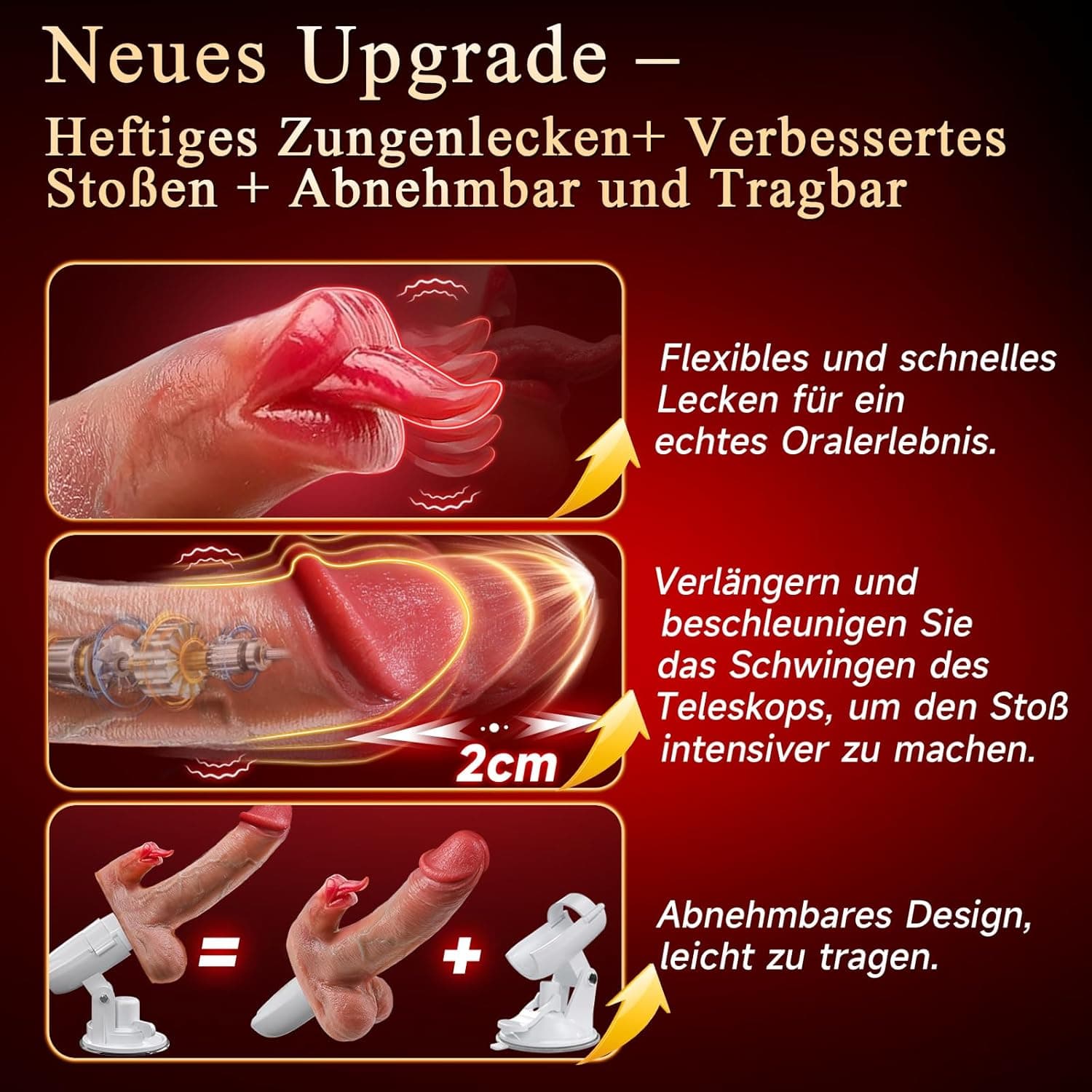 Tagnaff Dildo Vibrator, 8 Stoßfunktion Lecken Vibration für Frauen, Tragbar Sexmaschine Vibratoren, Heizung Sex Spielzeug für die Frau, Vibratorensets für Frauen Klitoris, Anal Dildos Sexspielzeug