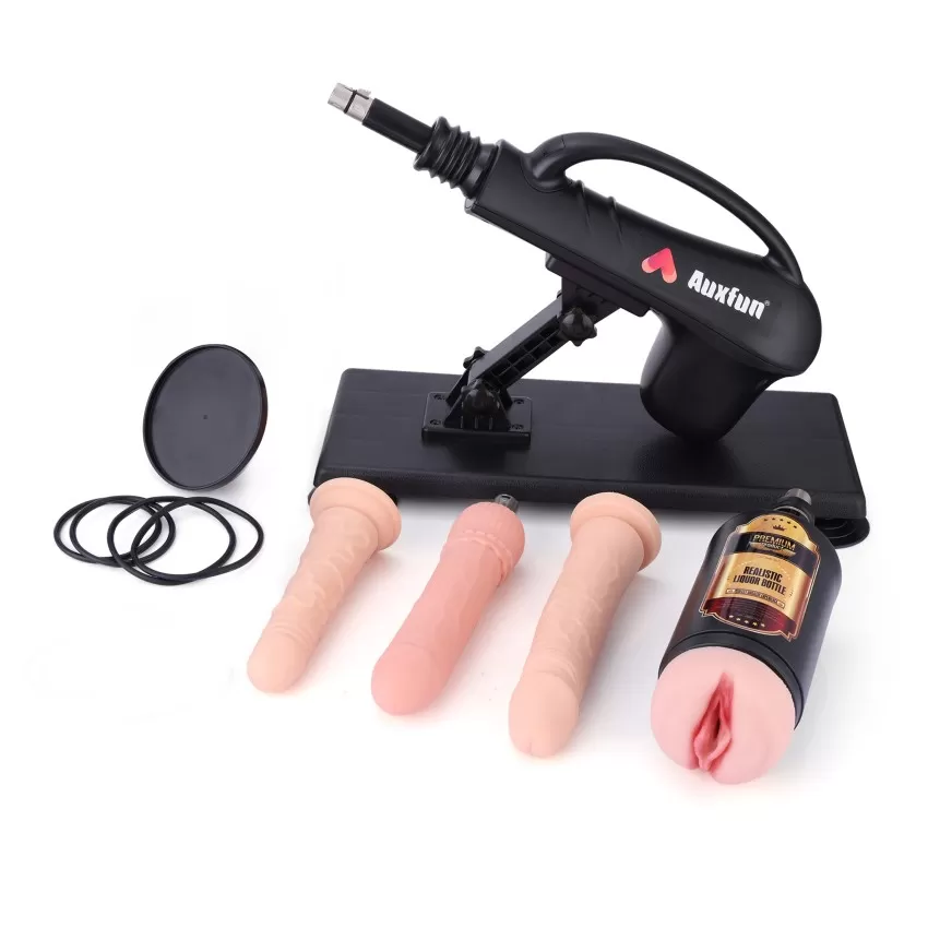 Auxfun Sex Machine Bundle for Couples– Includes Realistic Dildo &amp; Male Masturbators Cup