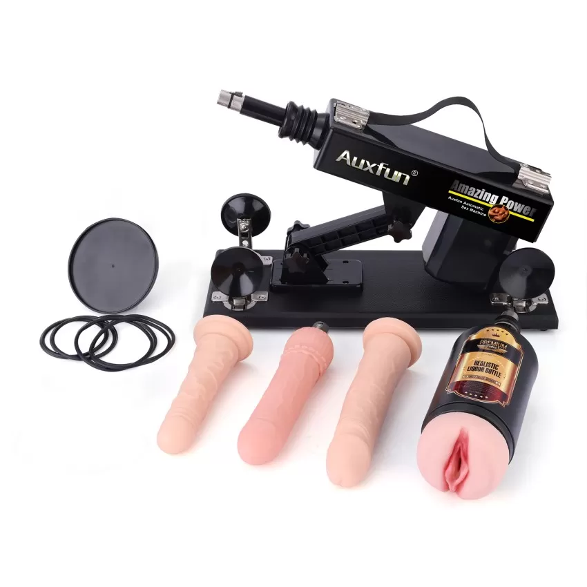 Auxfun Sex Machine Bundle for Couples– Includes Realistic Dildo &amp; Male Masturbators Cup