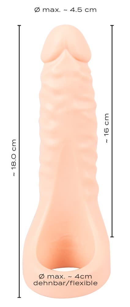 Penis-/Hodenring „Double Fucker“ mit flexiblem Naturdildo