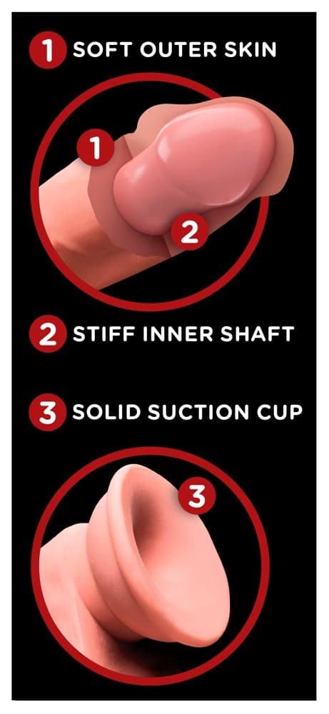 Dildo „Triple Density Cock with Swinging Balls“, hyperrealistisch mit schwingend