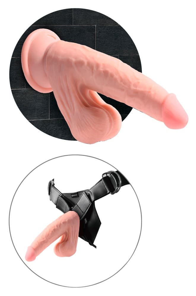 Dildo „Triple Density Cock with Swinging Balls“, hyperrealistisch mit schwingend