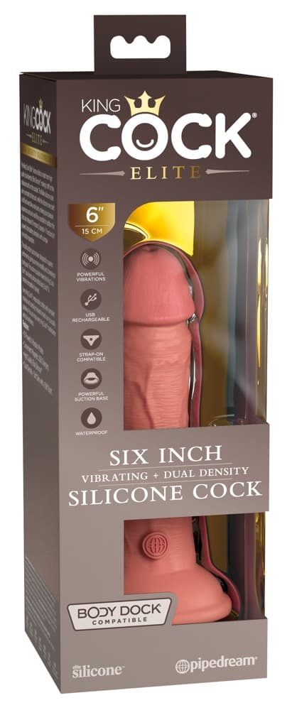 Naturvibrator „6“ Vibrating + Dual Density Silicone Cock“ mit extra starkem Saug