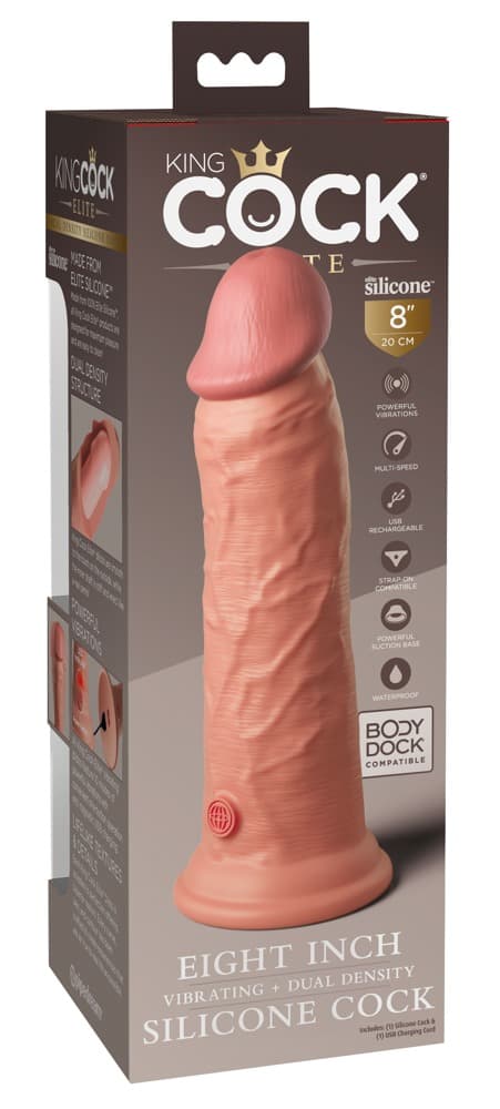 Naturvibrator „8“ Vibrating + Dual Density Silicone Cock“ mit extra starkem Saug