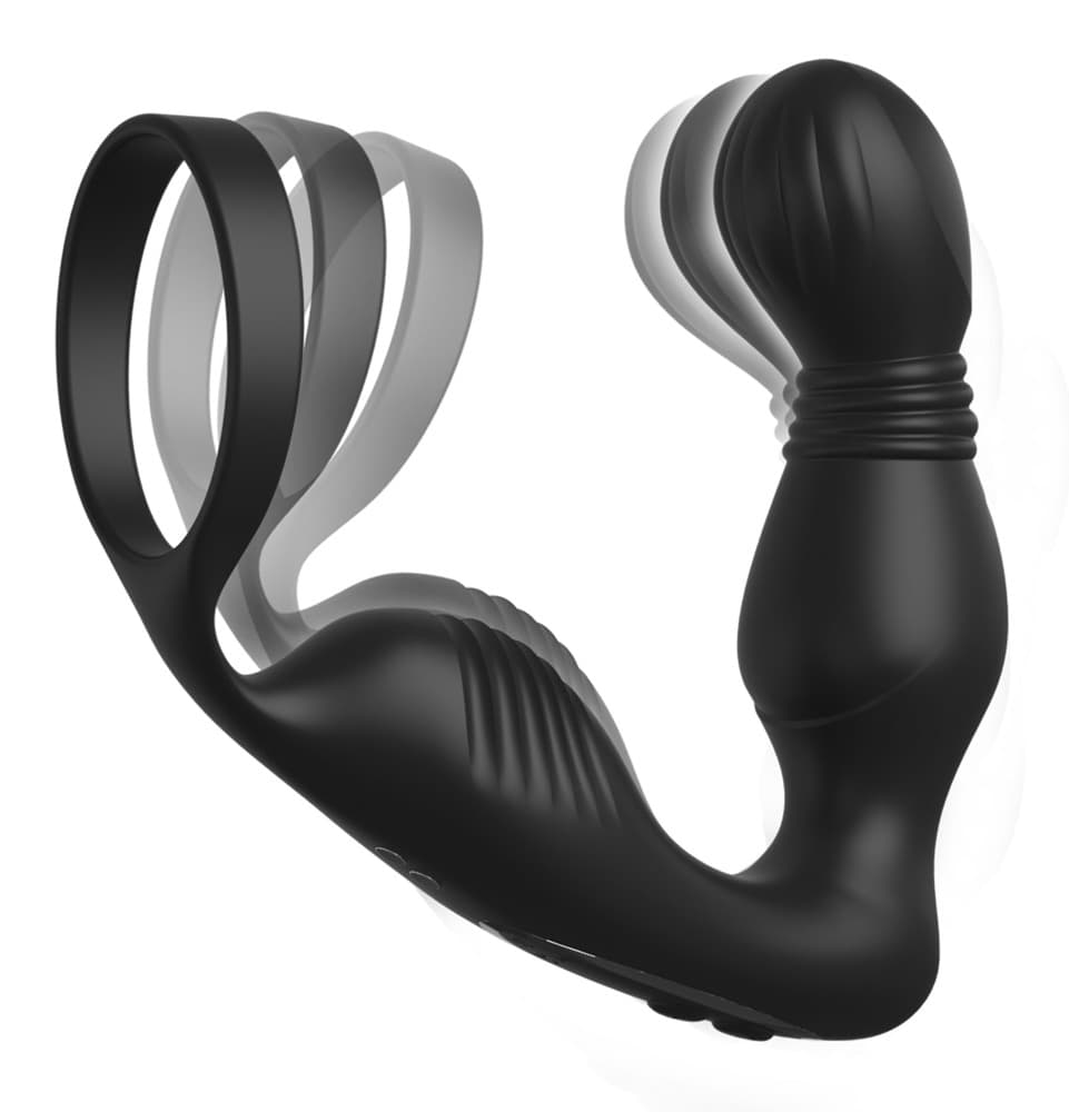 Analvibrator „Ass-Gasm Pro P-Spot Milker“ mit Penisring und nickender P-Punkt-Sp