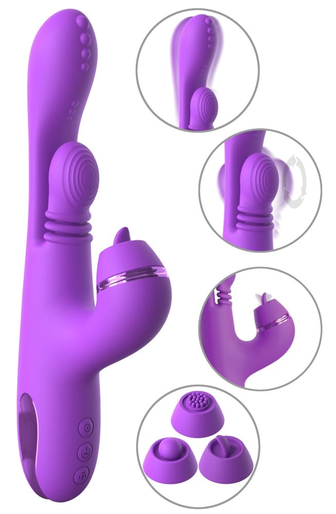 Rabbitvibrator „IntiMotion Pulse Pro“ inklusive 3 Klitoris-Aufsätze