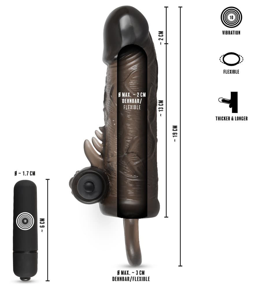 Penishülle „Extension Slim Fit“, 10 Vibrationsmodi
