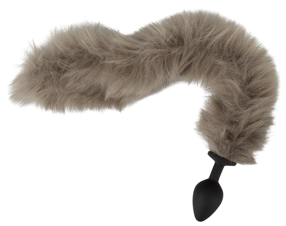 Analplug „fluffy tail“ mit langem Kunstfell-Schweif