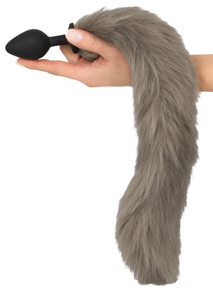 Analplug „fluffy tail“ mit langem Kunstfell-Schweif