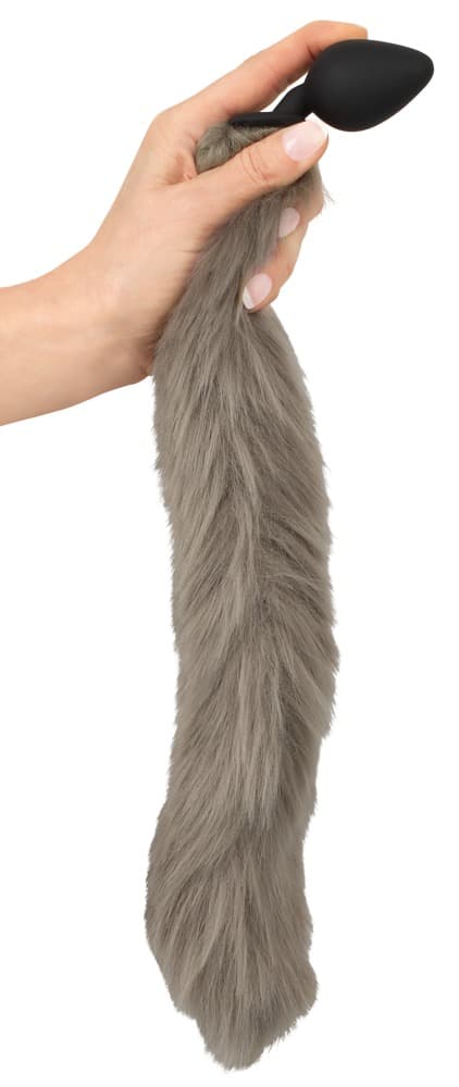 Analplug „fluffy tail“ mit langem Kunstfell-Schweif