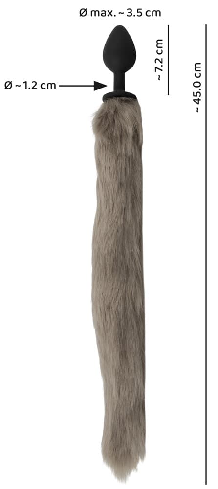Analplug „fluffy tail“ mit langem Kunstfell-Schweif